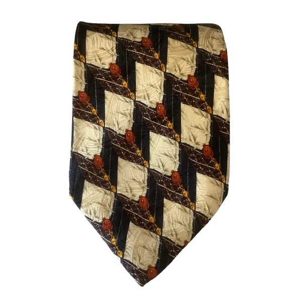 Ermenegildo Zegna mens 100% silk gold and black multicolored neck tie 4”wide - Picture 1 of 7